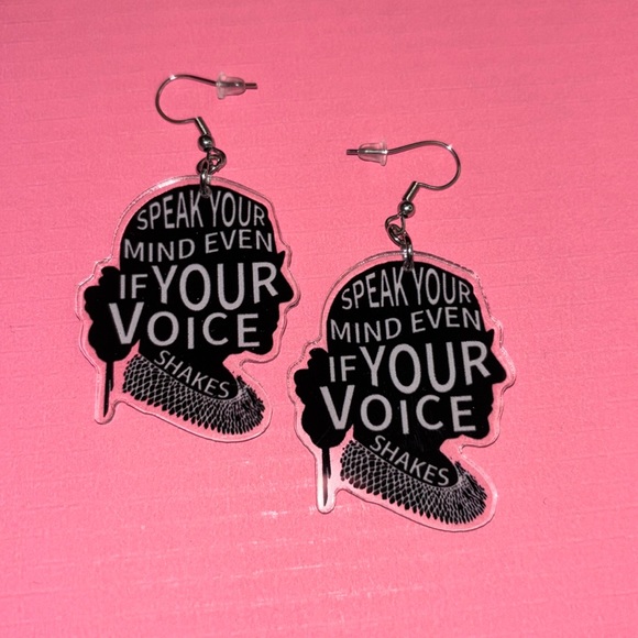Unbranded Jewelry - Speak Your Voice Hypoallergenic Arcylic Black, White, and Clear Dangle Earrings